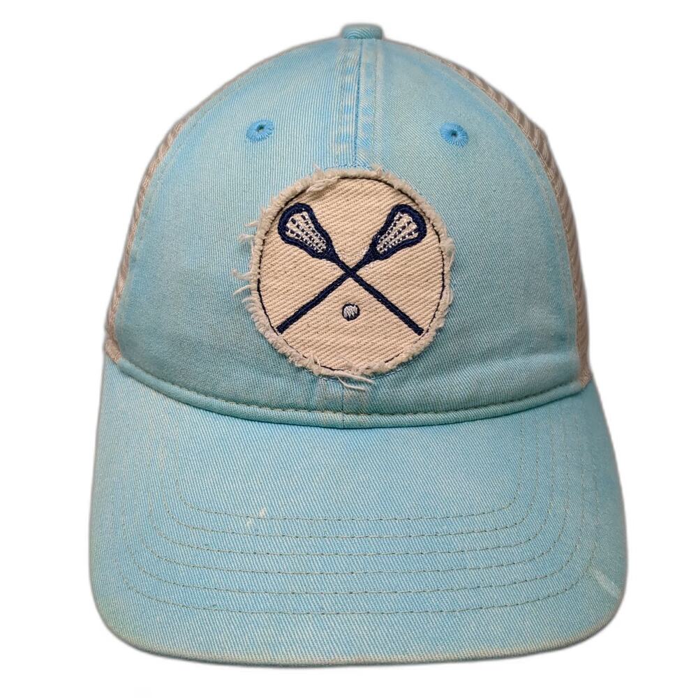 Comfort Colors Trucker Hat Blue One Size Crossed Lacrosse Sticks Snapback Mesh